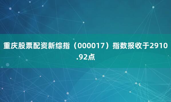 重庆股票配资新综指（000017）指数报收于2910.92点
