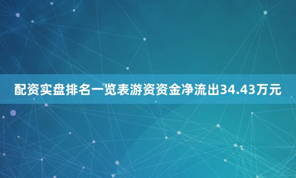 配资实盘排名一览表游资资金净流出34.43万元
